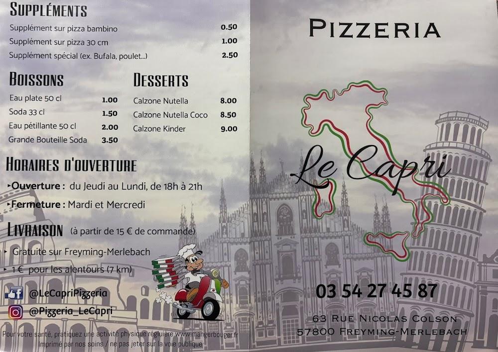 Pizzeria Le Capri - Menu Image 2